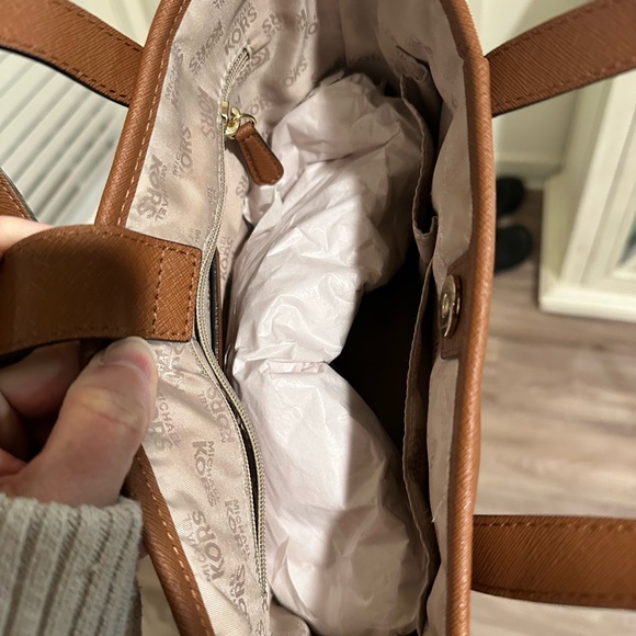 Michael Kors Caramel Saffiano Leather Mini Tote with Gold MK Emblem - Picture 7 of 7